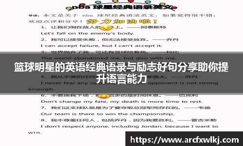 篮球明星的英语经典语录与励志好句分享助你提升语言能力